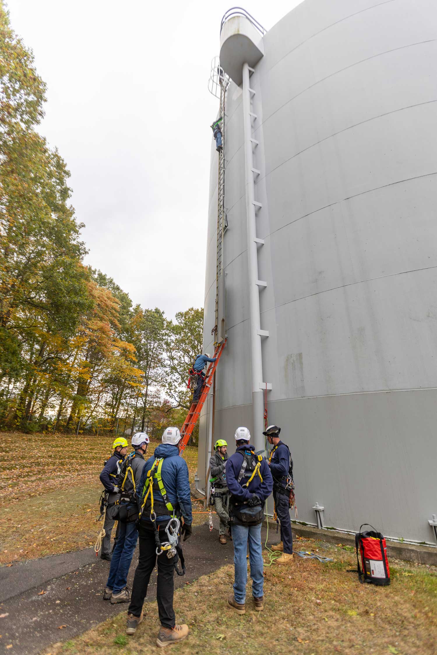 our team worked with instructors from the Connecticut State Fire Academy on safety practices when climbing water tanks.
