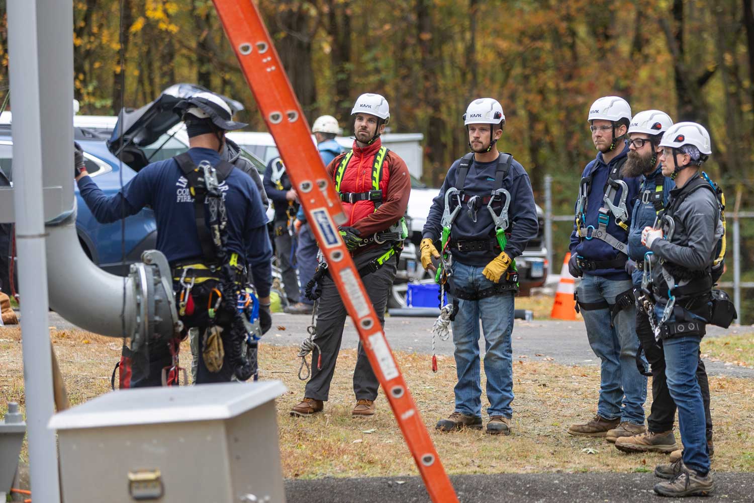 our team worked with instructors from the Connecticut State Fire Academy on safety practices when climbing water tanks.