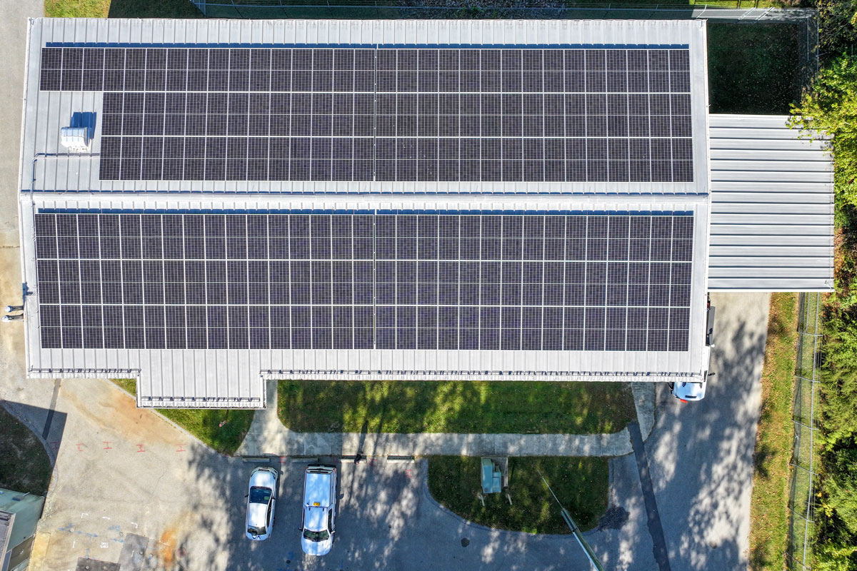 A solar array on a Connecticut Water Treatment Facility in Killingly
